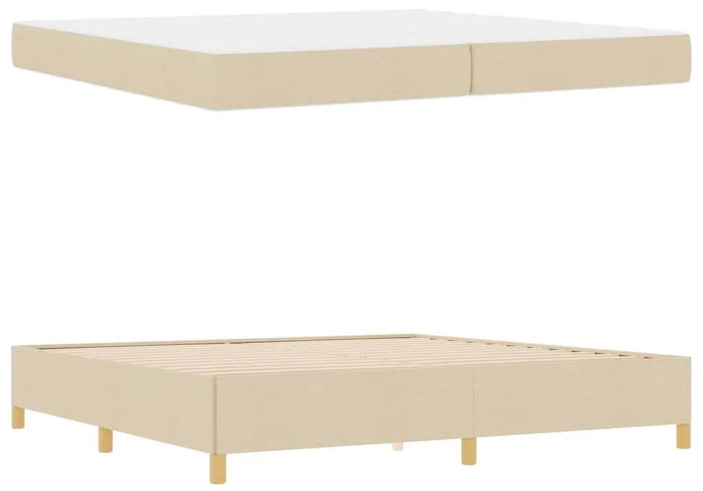 Boxrugós ágy matracmal Fehér és krém 200 x 200 cm szövet