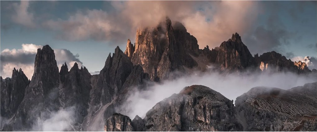 Kép - A ködben rejtett olasz dolomitok (120x50 cm)