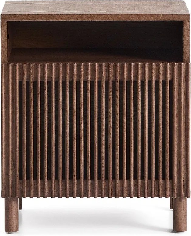 Sötétbarna éjjeliszekrény diófa dekorral Beyla – Kave Home