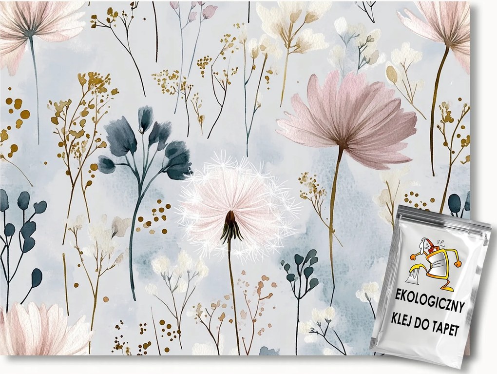 Fotótapéta Flizelina Grafika Pasztell Virágok Pitypang 200x140 ragasztó