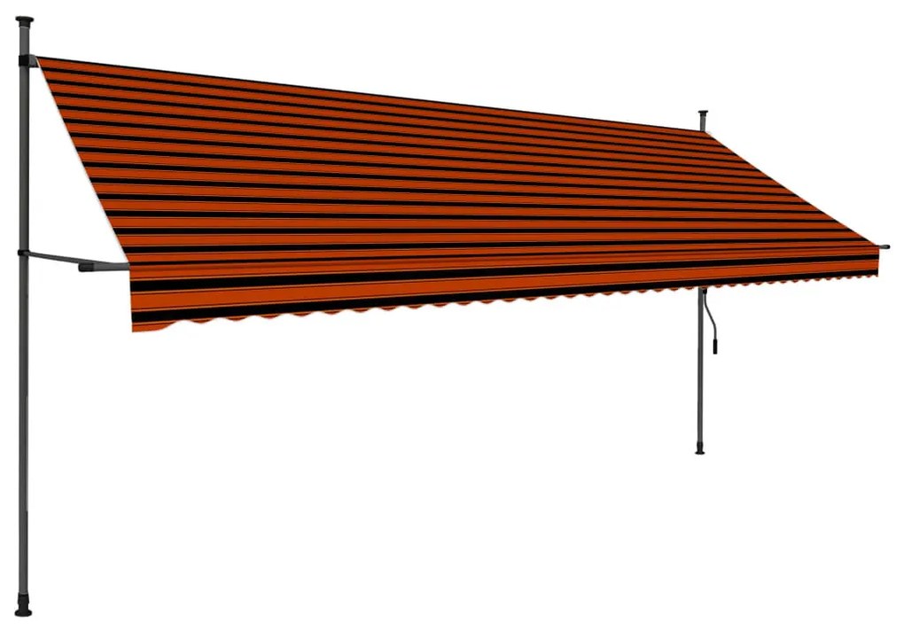 Narancssárga-barna kézzel feltekerhető LED-es napellenző 400 cm