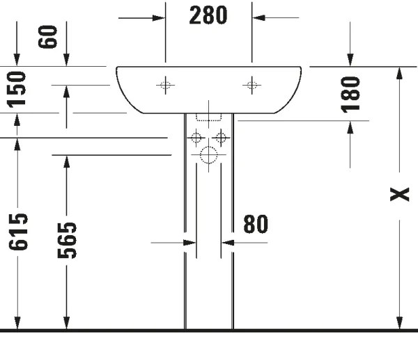 Duravit 23106000002 - D-CODE falra szerelhető mosdó 60x46 cm, kerámia, fényes fehér