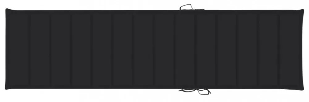 fekete oxford szövet napozóágy párna 200 x 50 x 3 cm
