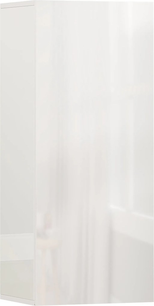 HOMCOM fali fürdőszobai szekrény, fogantyú nélküli ajtó, 2 állítható edzett üvegpolc, 30 x 23,4 x 71,2 cm, fényes fehér | Aosom