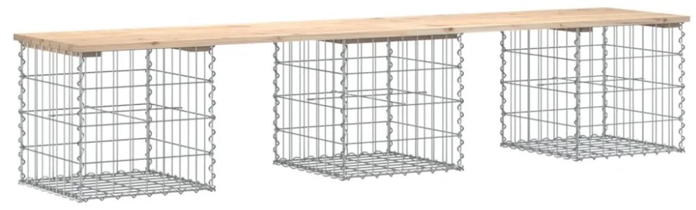 tömör fenyőfa gabion kerti pad 203x44x42 cm