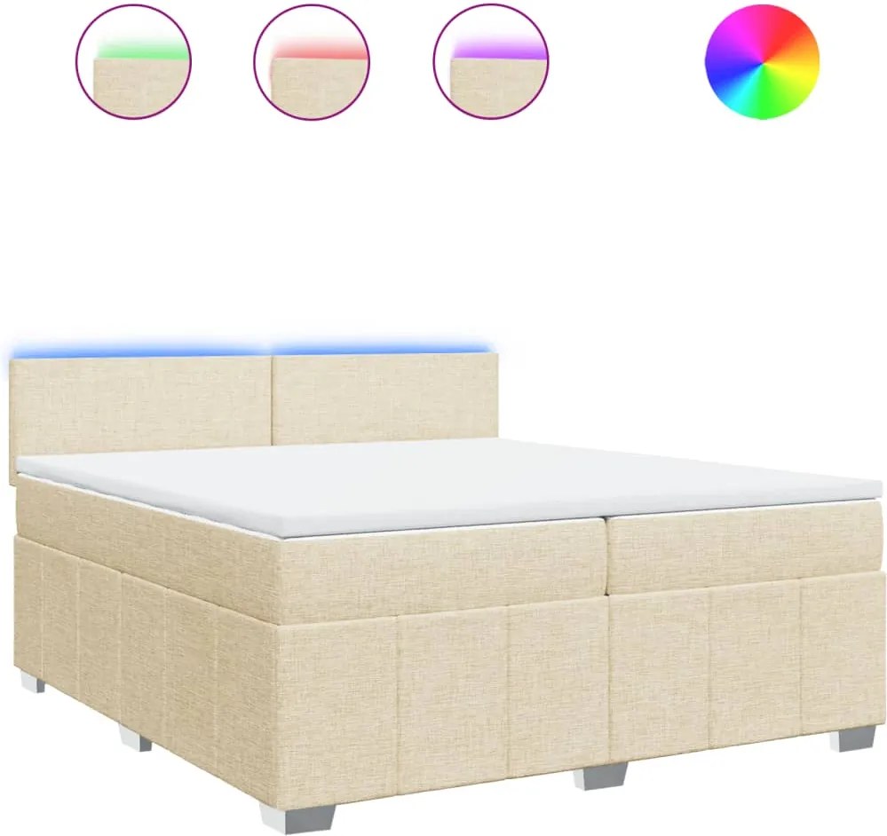 vidaXL krémszínű szövet rugós ágy matraccal 200 x 200 cm