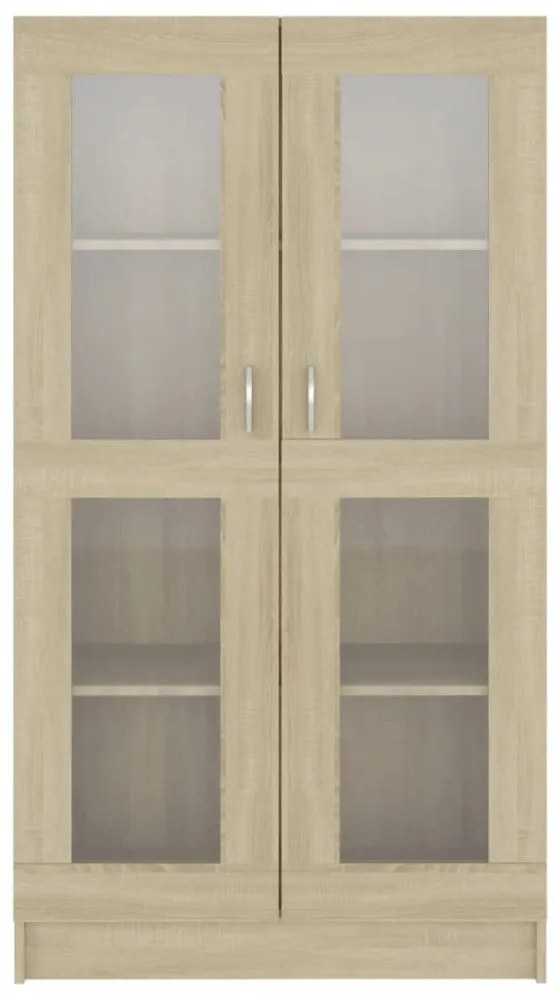 sonoma tölgy színű szerelt fa vitrinszekrény 82,5x30,5x150 cm
