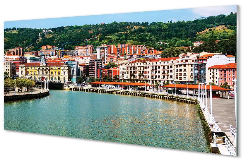 Akrilképek Spanyolország Város hegyi folyó 100x50 cm