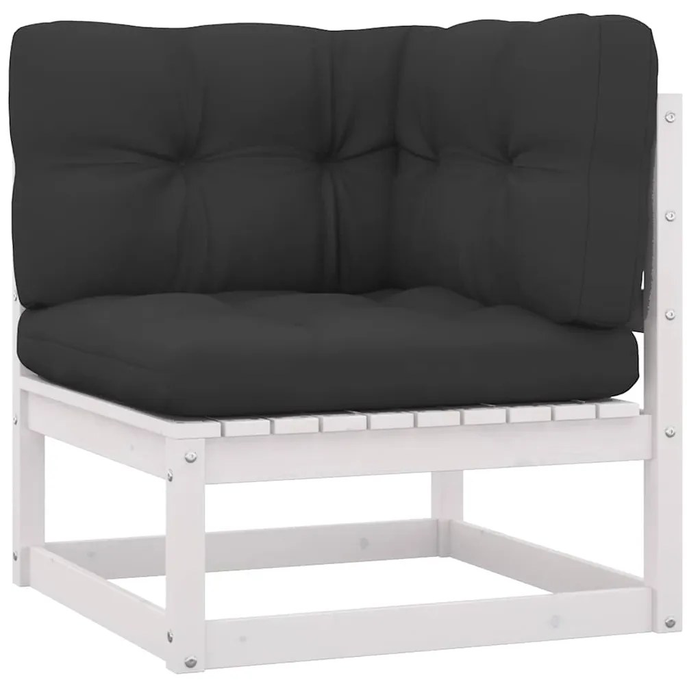 vidaXL tömör fenyőfa kerti sarokkanapé antracitszürke párnákkal