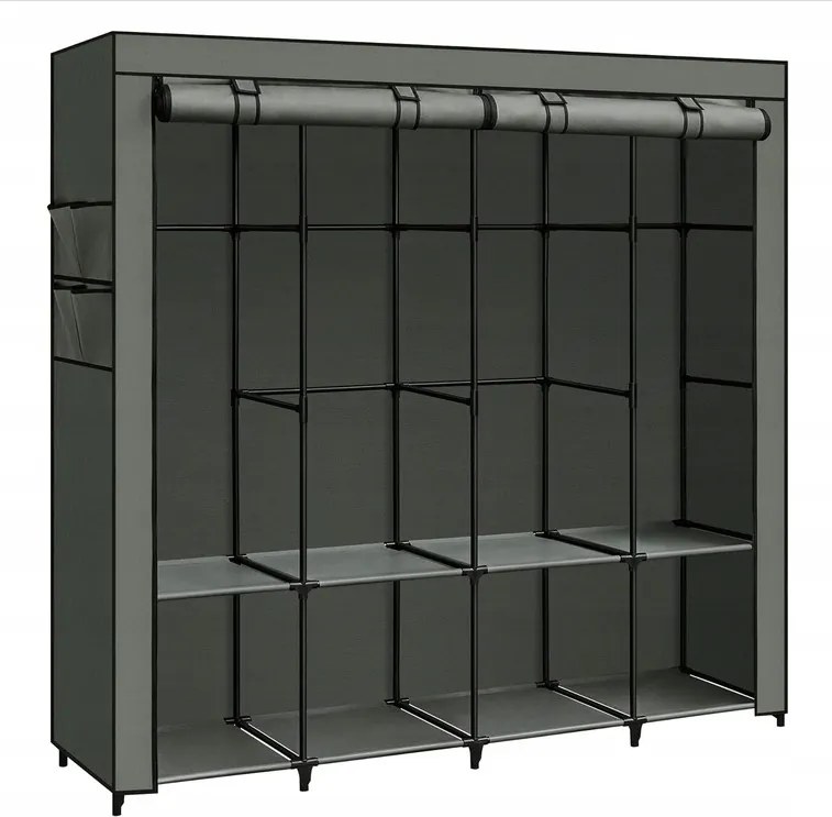 Songmics szekrény 167x170x45 cm – Anyag, Nagy, Szürke árnyalatok