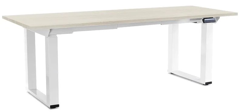 OfficeTech Strong állítható magasságú asztal 200 x 80 cm, fehér alap, fehér kőris