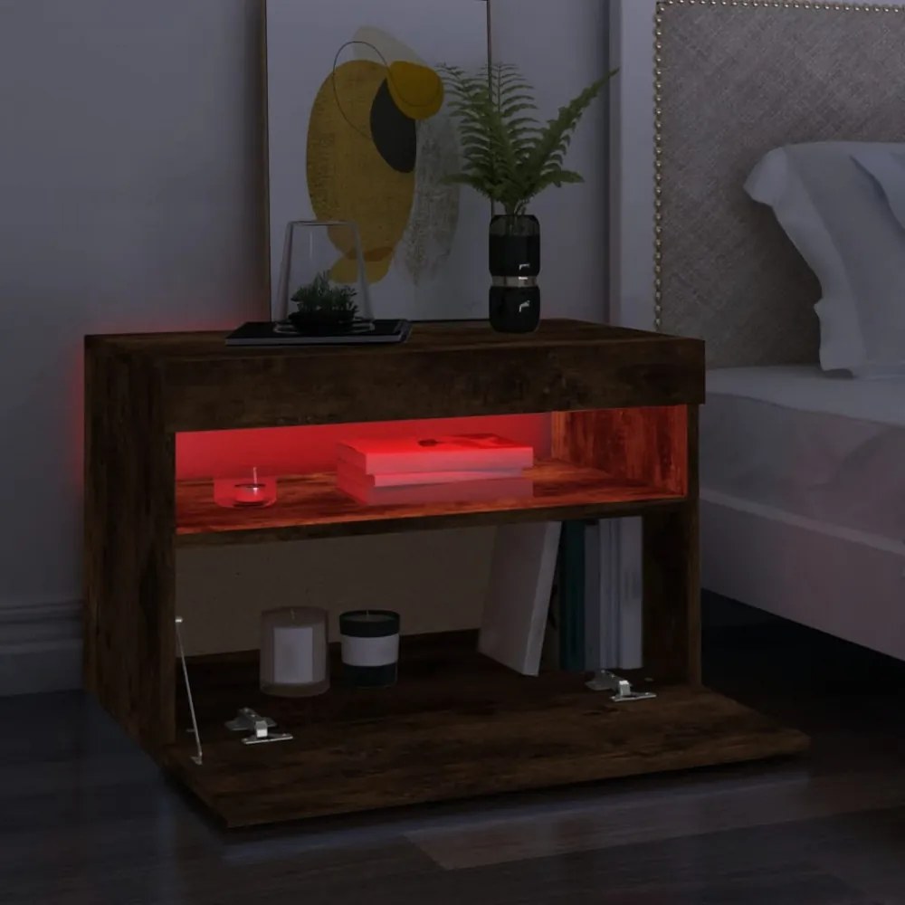füstös tölgy színű TV-szekrény LED-világítással 60 x 35 x 40 cm