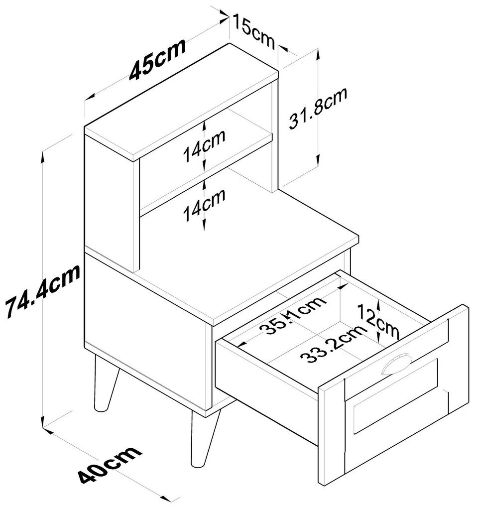 Éjjeliszekrény Sivadu 1 (dió + fehér). 1094424