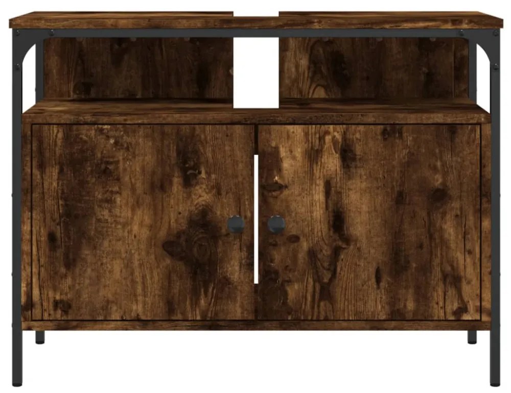 füstölt tölgy szerelt fa fürdőszobai mosdószekrény 80x30x60 cm
