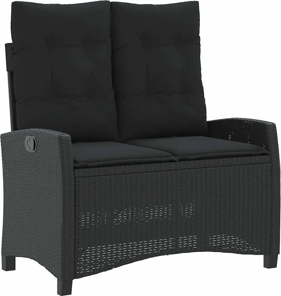 vidaXL fekete polyrattan dönthető kerti pad párnával