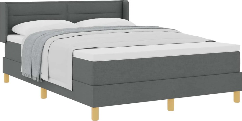 vidaXL Boxrugós ágy matracmal Sötétszürke 200 x 140 cm Poliészter