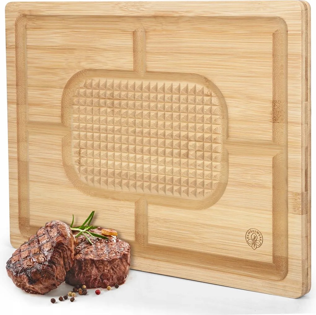 Bambusz fából készült vágódeszka gyümölcslé horonnyal