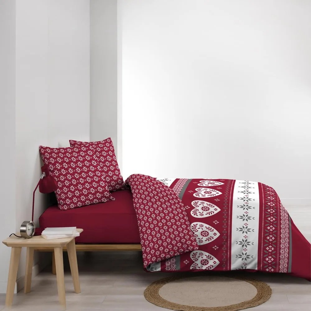 Piros kétszemélyes hosszabbított pamut ágyneműhuzat 240x220 cm Alpage – douceur d'intérieur