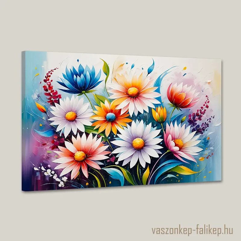 Színes virágok – Csodaszép vászonkép | Prémium hangulat otthonra 60x40 cm