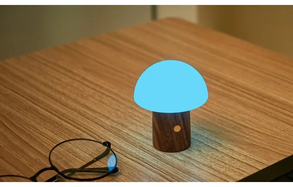 Fehér-sötét natúr színű LED asztali lámpa (magasság 7 cm) Alice Mushroom – Gingko