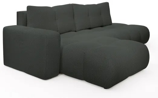 ALMADA kárpitozott, ágyazható L-alakú sarokgarnitúra tárolóhellyel, balos kivitel — antracit