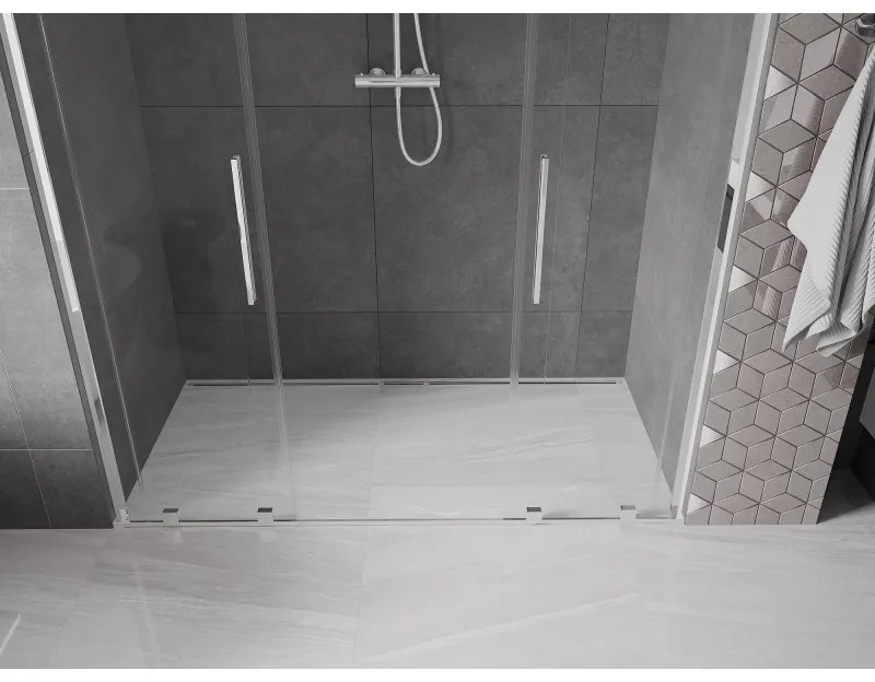 Mexen Velar L Duo, tolózuhanyajtó nyitáshoz 180 cm, 8 mm átlátszó üveg, króm, 871-180-003-02-01