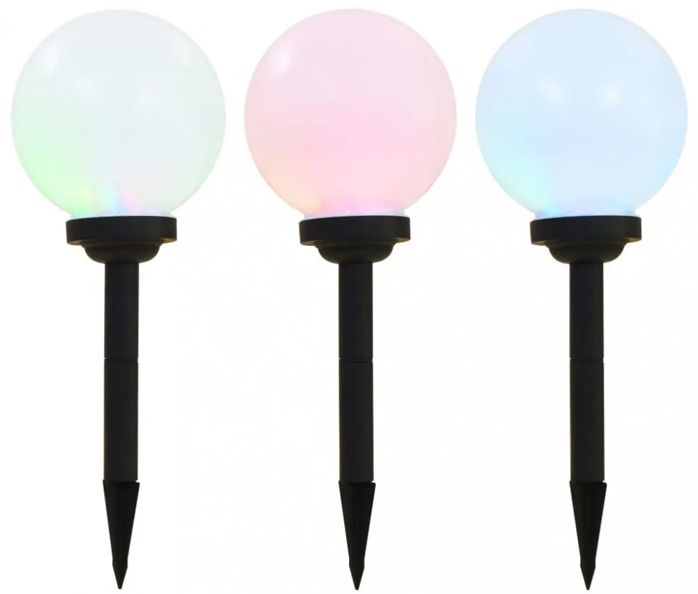 3 db napelemes kültéri LED gömblámpa, 20 cm RGB