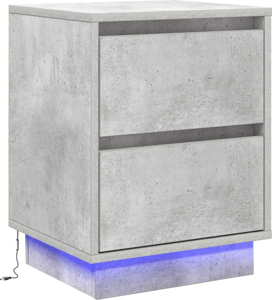 vidaXL Éjjeliszekrény fiókkal Beton Szürke 39 x 34,5 x 50 cm Faanyag