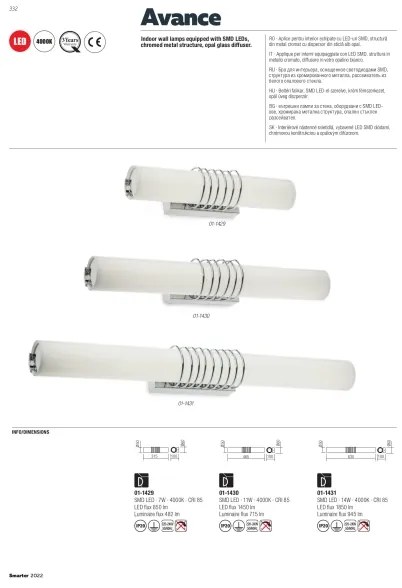 Redo 01-1431 - LED Fali lámpa AVANCE LED/14W/230V 63 cm fehér