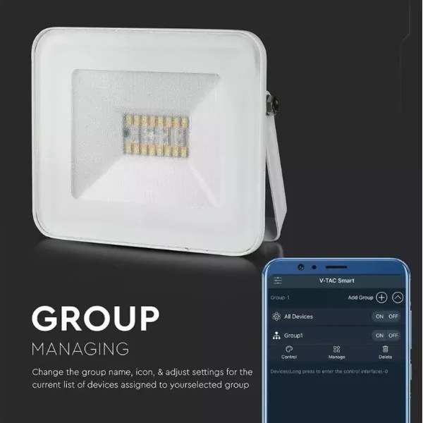 LED Intelligens dimmelhető RGB reflektor LED/20W/230V IP65 fehér