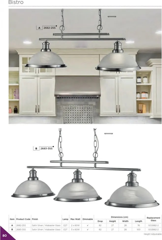 Függeszték Króm Bistro SEARCHLIGHT 2683-3SS