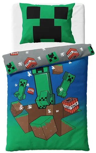 Gyermek ágynemű Minecraft Creeper Explode , 140 x200 cm, 70 x 90 cm, 70 x 90 cm