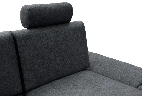 Ágyazható, kárpitozott L-alakú sarokülőgarnitúra tárolóval AVESTA, jobb oldali, antracit