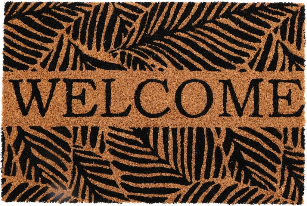 Lábtörlő Kókusz Téglalap Alakú Levél Mintás 59 x 39 cm Welcome Felirat