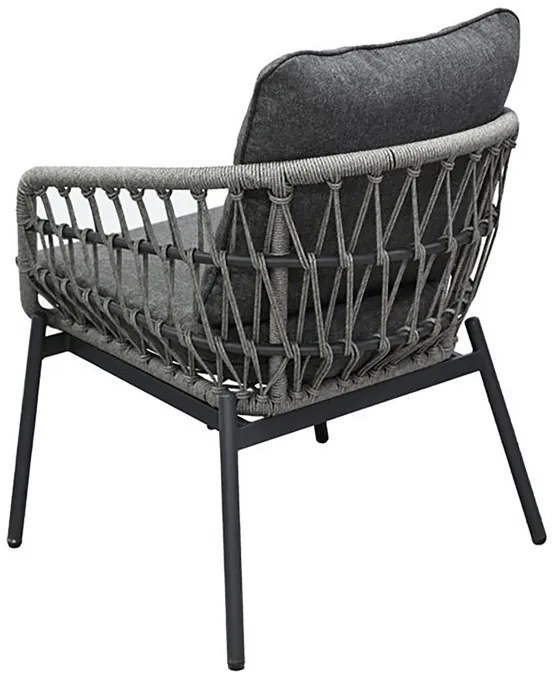 Kerti Ülőgarnitúra, Fém + Polyrattan, Szürke. GREY