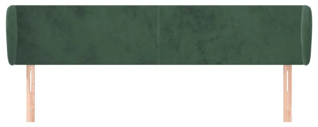 sötétzöld bársony fejtámla szárnyakkal 163x23x78/88 cm