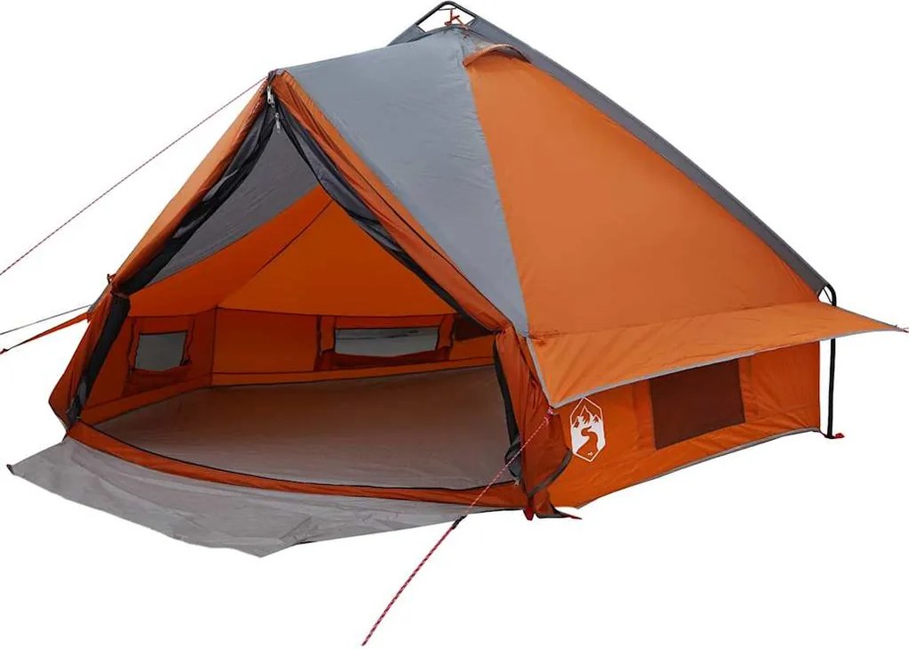 vidaXL Teepee sátor 6 fős tetővel Szürke és narancs 490 x 410 x 210 cm