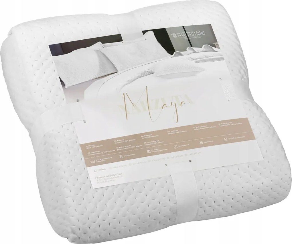 Dekoratív ágytakaró Maya 240x220 velúr steppelt fehér