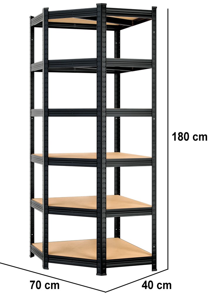 Deuba Sarok 6-polcos polc - fekete