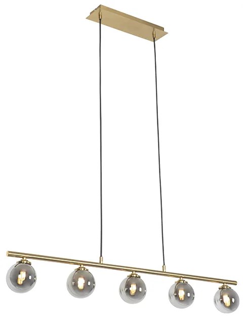 Modern függőlámpa arany 100 cm 5-lámpás füstüveggel - Athén