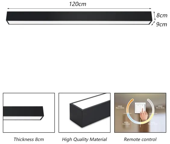 Immax NEO 07256L - LED Dimmelhető lámpa LUNGO 38W/230V Wi-Fi Tuya fekete + távirányító
