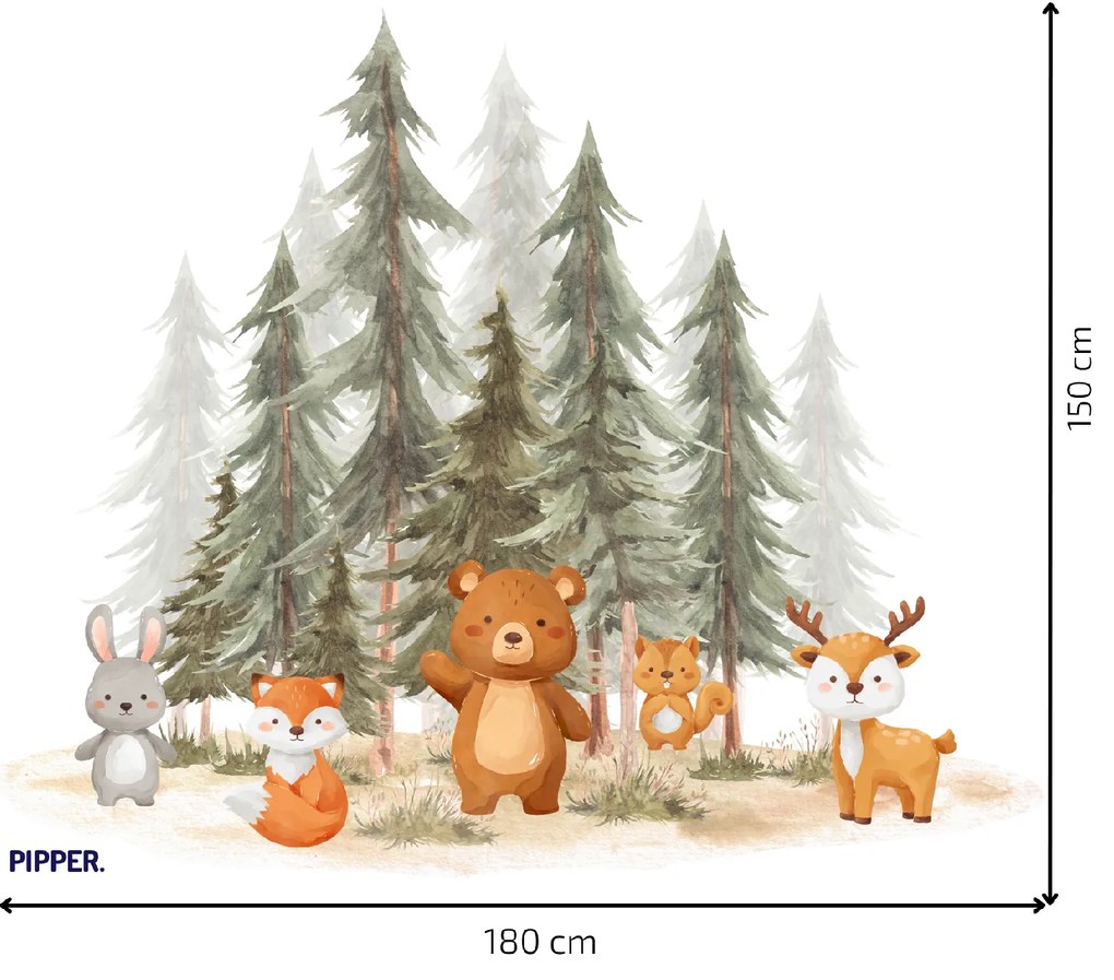 PIPPER. Textil falmatrica "Erdő állatokkal 2" Méret: 72x60cm