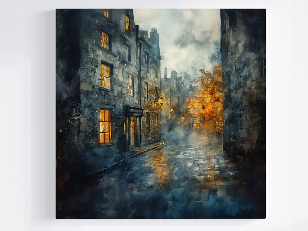 Poszter Város Edinburgh Utca Este Ősz Kilátás 80x80