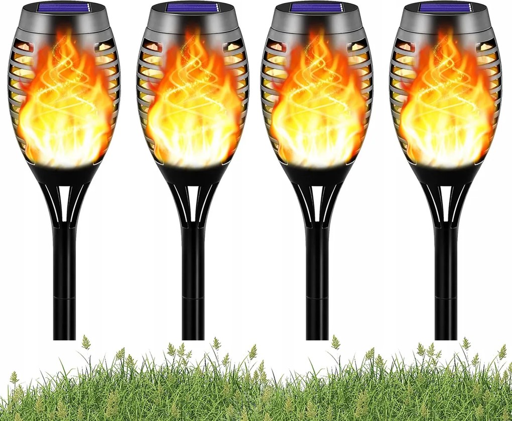 Napelemes Kerti Lámpa Led Fáklya Beszúrható Láng Effekt Vízálló 4x