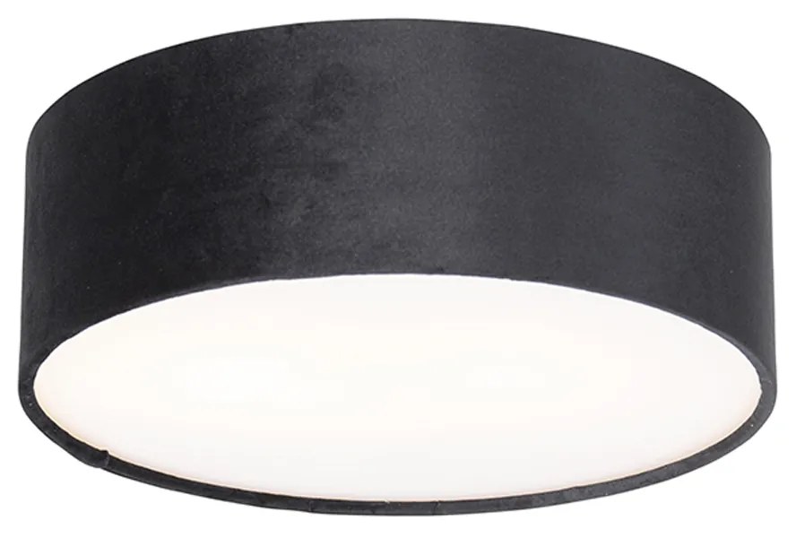 Modern mennyezeti lámpa fekete 30 cm arany belsővel - Drum