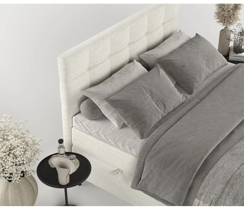Krémszínű ágyneműtartós boxspring ágy 160x200 cm Urbaneo – Maison de Rêve