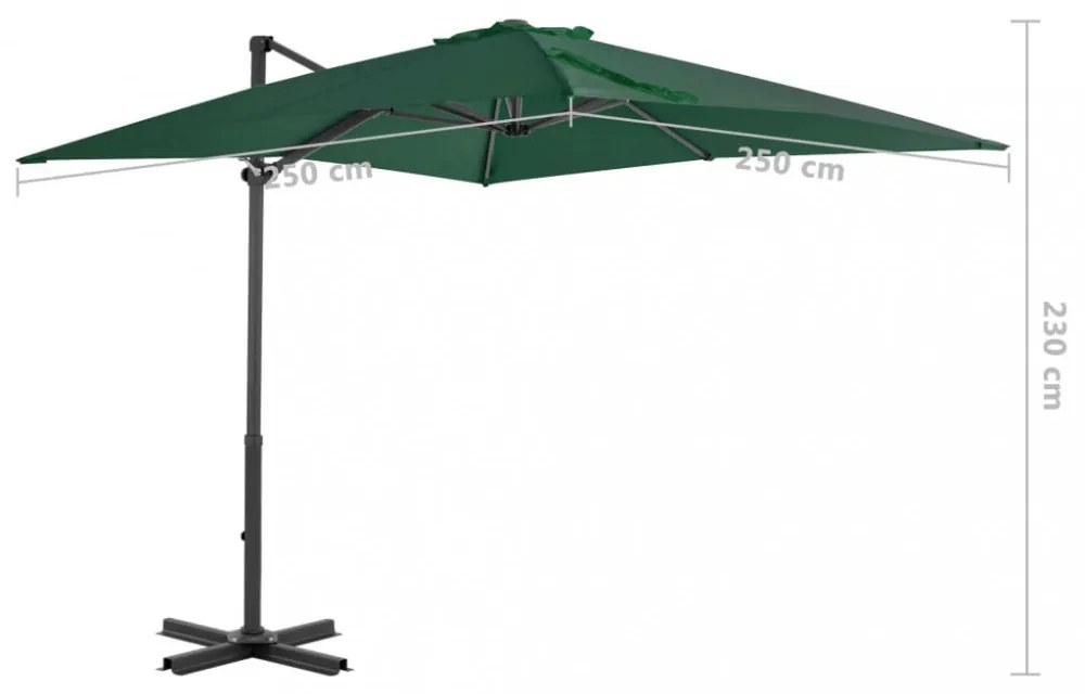 zöld konzolos kerti napernyő alumíniumrúddal 250 x 250 cm