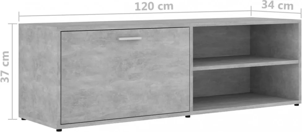betonszürke szerelt fa TV-szekrény 120 x 34 x 37 cm