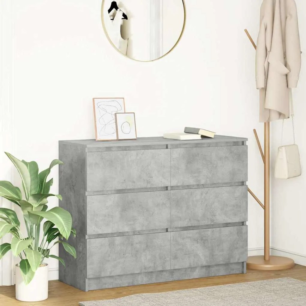 betonszürke szerelt fa tálalószekrény 100x35x76 cm