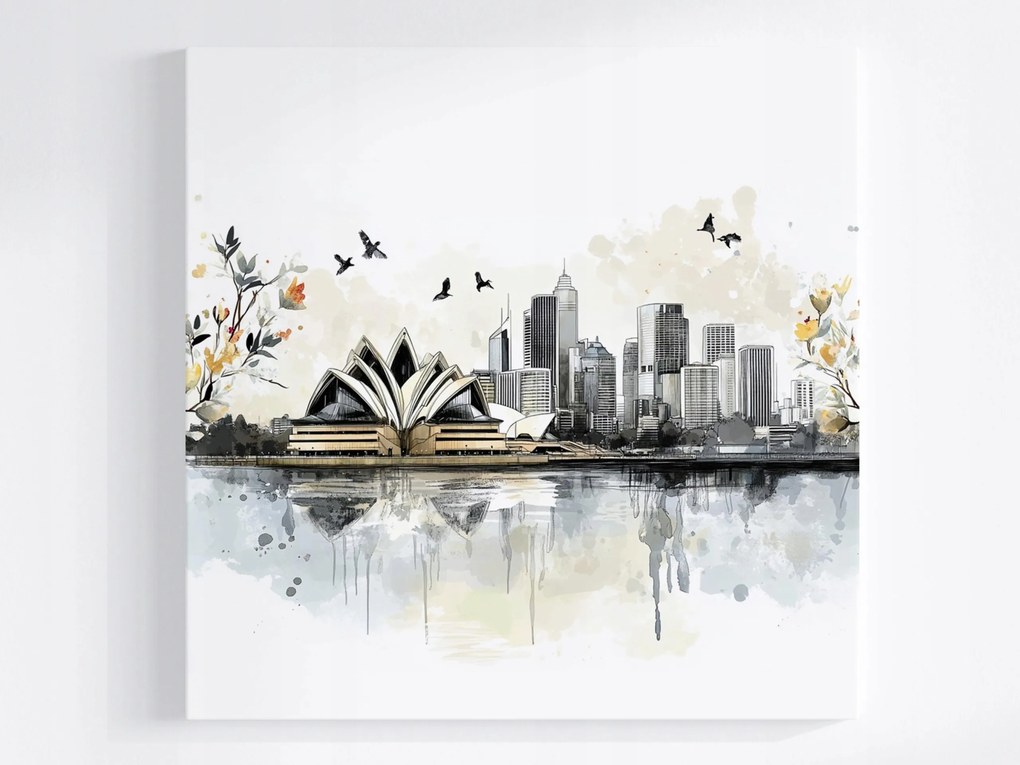 Vászonkép Canvas Város Panoráma Sydney Opera House Vázlat 80x80